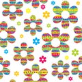 Seamless pattern with colored flowers made of circles