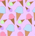 Seamless pattern of colored ice cream Royalty Free Stock Photo