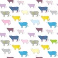 Seamless pattern with the colored image of silhouettes of cows Royalty Free Stock Photo