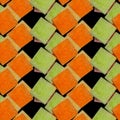 Seamless pattern of colored pieces of sugar