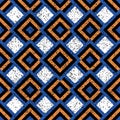 Seamless pattern with colored squares-orange and blue 7191, modern stylish image. Royalty Free Stock Photo