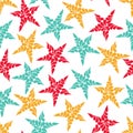Seamless pattern colored stars on a white background Royalty Free Stock Photo