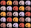 Seamless pattern with colored stylish funny elephants. Vector illustration