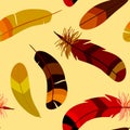 Seamless pattern with colored stylized feathers Royalty Free Stock Photo