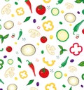 Seamless pattern with colored vegetables.