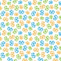 Seamless pattern of colored whorls curlicues