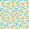 Seamless pattern of colored whorls curlicues