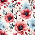 Seamless pattern with colorful anemone flowers
