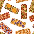 Seamless Pattern With Colorful, Appetizing, Wholesome Granola Bars, Arranged In A Delightful And Balanced Composition