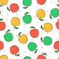 Seamless pattern from colorful apples with a leaf Royalty Free Stock Photo