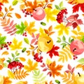 Seamless pattern with colorful autumn leaves. Vector illustration. Royalty Free Stock Photo