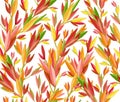 Seamless pattern colorful, autumnal leaves, isolated on white. Abstract leaves background.