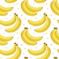 Seamless pattern, colorful bananas on a white background. Fruit background, textile vector Royalty Free Stock Photo