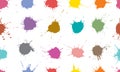 Seamless pattern of colorful blots, splats. Paint splash. Vector illustration