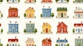 Seamless Pattern of Colorful Brick Houses in Iconic Design Suitable for Various Creative Projects Royalty Free Stock Photo