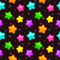 Seamless pattern with colorful bright stars