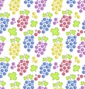 Seamless Pattern with Colorful Bunches of Grape