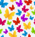 Seamless pattern with colorful butterflies, repeating backdrop Royalty Free Stock Photo