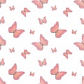 Seamless pattern, colorful butterflies on a white background. Insect background, textile, print Royalty Free Stock Photo