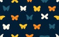 Seamless pattern of colorful butterfly on dark background Royalty Free Stock Photo