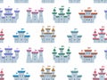 Seamless pattern with Colorful castles and fortresses