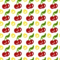 Seamless pattern with colorful cherries.