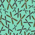 Seamless pattern with colorful chromosomes. Vector illustration. Biological background. Royalty Free Stock Photo