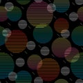 Seamless pattern with colorful circle lines on black. geometric pattern Royalty Free Stock Photo