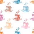 Seamless pattern with colorful coffee cups Royalty Free Stock Photo