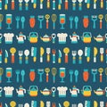 Seamless pattern with colorful cooking icons