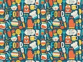 Seamless pattern with colorful cooking icons