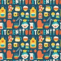 Seamless pattern with colorful cooking icons