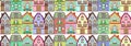 Seamless pattern colorful cottage houses