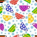 Seamless pattern with colorful cups Royalty Free Stock Photo