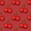 Seamless Pattern with Colorful Cute Cherries in Modern Plastic Style