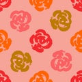 Colorful cute handmade floral seamless pattern with roses.