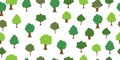 Seamless pattern from colorful deciduous trees. Ecological concept and environment conservation. Isolated on a white background