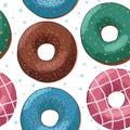 Seamless pattern with colorful donuts isolated on white background Royalty Free Stock Photo