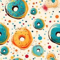 Seamless pattern with colorful donuts. Vector illustration. Eps 10 Royalty Free Stock Photo