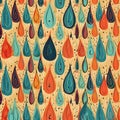 Seamless pattern with colorful drops on wooden background. Vector illustration Royalty Free Stock Photo