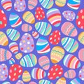 Seamless pattern with colorful Easter eggs. Festive Easter bright background Royalty Free Stock Photo