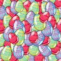 Seamless pattern with colorful Easter eggs. Illustration with hand drawn eggs for happy Easter Royalty Free Stock Photo