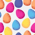 Seamless pattern of colorful Easter eggs on white background