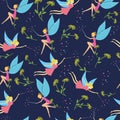 Seamless pattern with colorful fairy for kid.