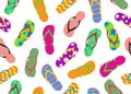 Seamless pattern of colorful flip flops set isolated on white background Royalty Free Stock Photo