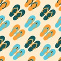 Seamless pattern with colorful flip flops