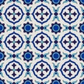 Seamless pattern from colorful floral Moroccan, Portuguese tiles, Azulejo, ornaments. Royalty Free Stock Photo