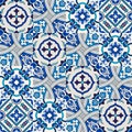 Seamless pattern from colorful floral Moroccan, Portuguese tiles, Azulejo, ornaments.