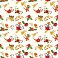Seamless pattern of colorful flower gardens