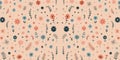 Seamless pattern with colorful flowers and leaves on a beige background. Vector illustration, generative ai